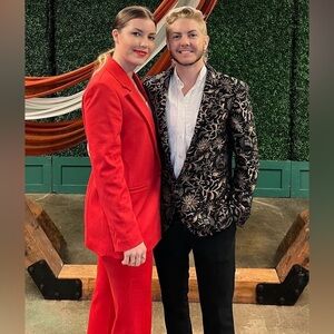 Alice and Olivia red suit- blazer and pants